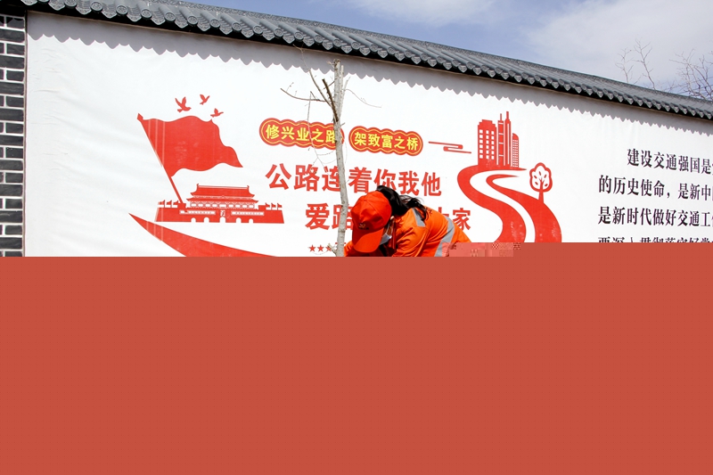 职工悉心为树苗浇水.JPG
